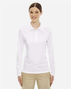 CORE365 78192 - Women's Pinnacle Performance Long Sleeve Pique Polo - White