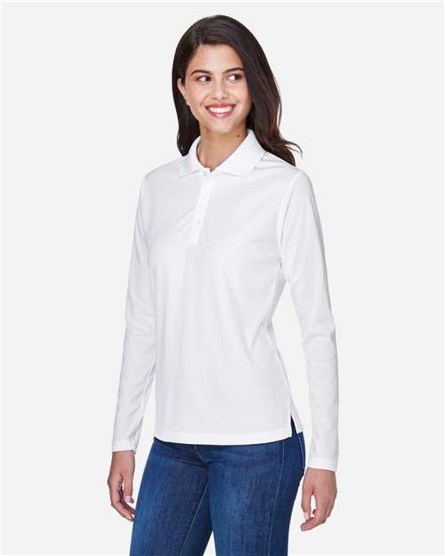 CORE365 78192 - Women's Pinnacle Performance Long Sleeve Pique Polo - White