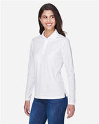 CORE365 78192 - Women's Pinnacle Performance Long Sleeve Pique Polo - White