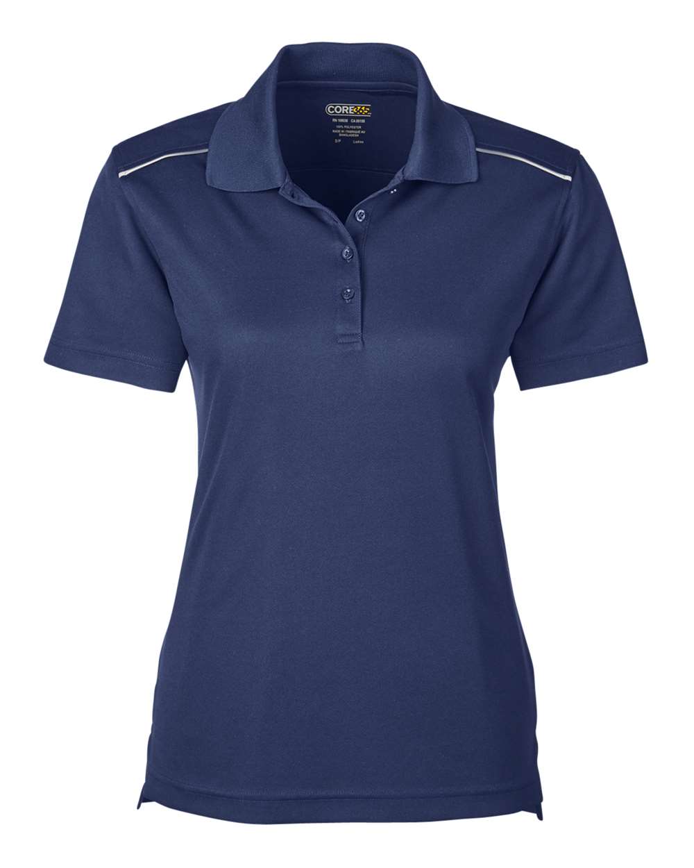 CORE365 78181R — Women's Radiant Performance Piqué Polo with Reflective Piping — Classic Navy (flat)