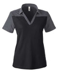 CORE365 CE112CW - Women's Fusion ChromaSoftTM Colorblock Polo - Black/ Carbon Heather