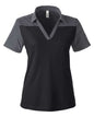 CORE365 CE112CW - Women's Fusion ChromaSoftTM Colorblock Polo - Black/ Carbon Heather