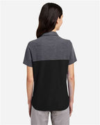 CORE365 CE112CW - Women's Fusion ChromaSoftTM Colorblock Polo - Black/ Carbon Heather