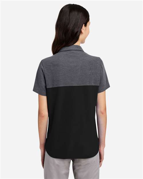 CORE365 CE112CW - Women's Fusion ChromaSoftTM Colorblock Polo - Black/ Carbon Heather