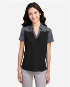 CORE365 CE112CW - Women's Fusion ChromaSoftTM Colorblock Polo - Black/ Carbon Heather