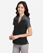 CORE365 CE112CW - Women's Fusion ChromaSoftTM Colorblock Polo - Black/ Carbon Heather