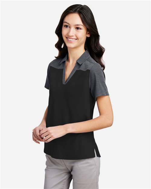 CORE365 CE112CW - Women's Fusion ChromaSoftTM Colorblock Polo - Black/ Carbon Heather