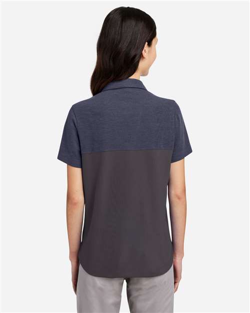 CORE365 CE112CW - Women's Fusion ChromaSoftTM Colorblock Polo - Carbon/ Classic Navy Heather