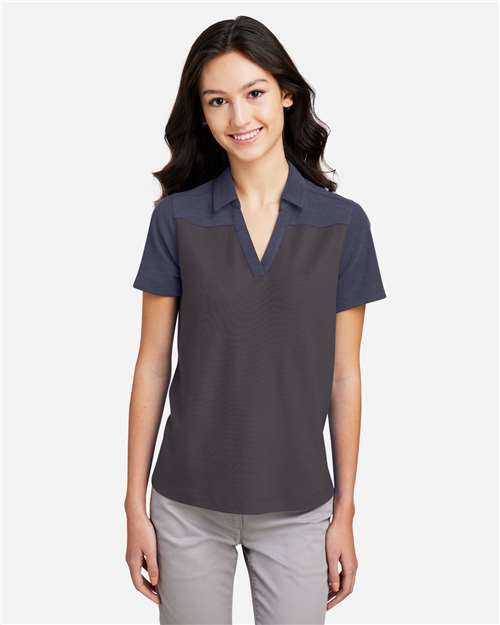 CORE365 CE112CW - Women's Fusion ChromaSoftTM Colorblock Polo - Carbon/ Classic Navy Heather