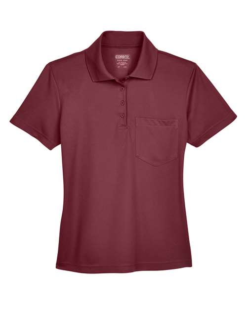 CORE365 78181P Women's Performance Pique Polo with Pocket - Burgundy