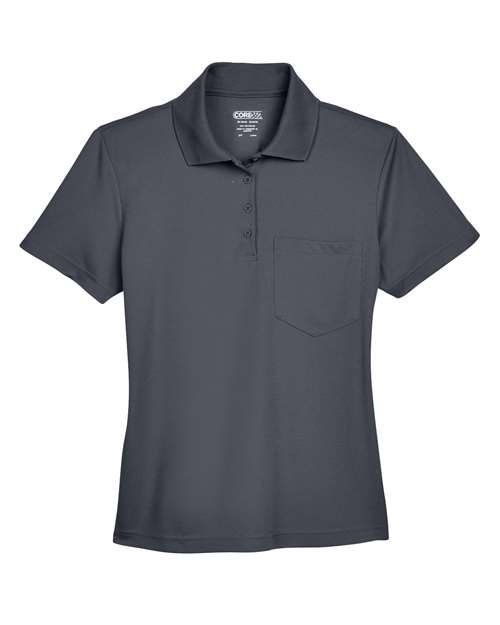 CORE365 78181P Women's Performance Pique Polo with Pocket - Carbon