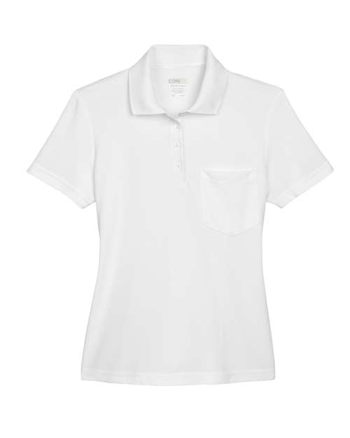 CORE365 78181P Women's Performance Pique Polo with Pocket - White