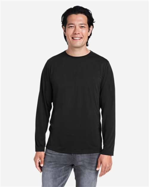 CORE365 CE111L - Unisex Fusion ChromaSoftTM Performance Long Sleeve T-Shirt - Black