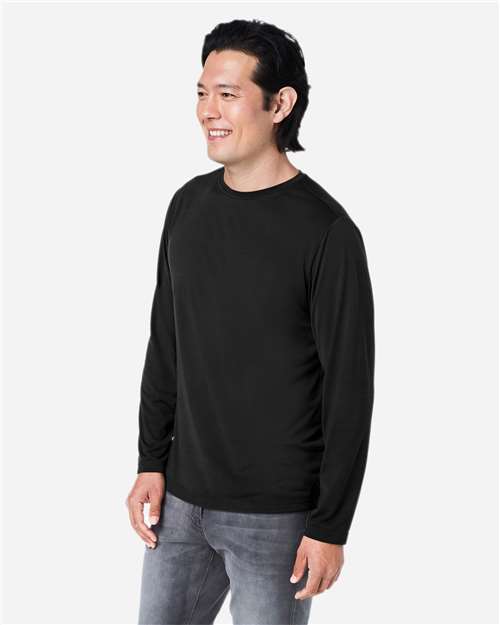 CORE365 CE111L - Unisex Fusion ChromaSoftTM Performance Long Sleeve T-Shirt - Black