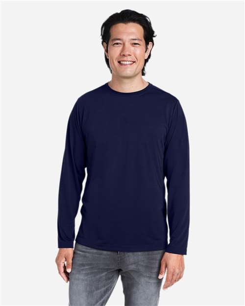 CORE365 CE111L - Unisex Fusion ChromaSoftTM Performance Long Sleeve T-Shirt - Classic Navy