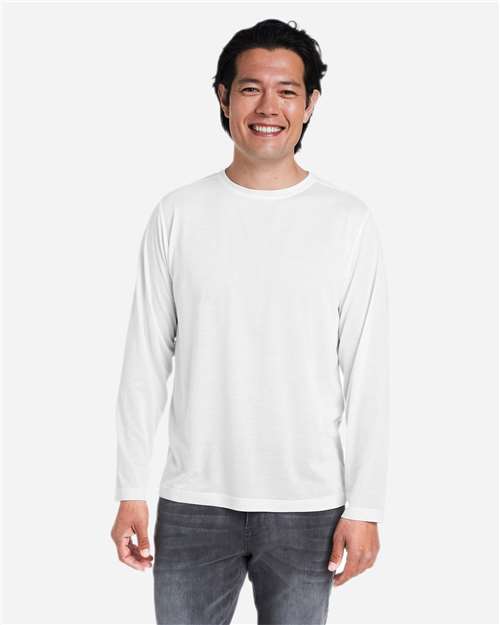 CORE365 CE111L - Unisex Fusion ChromaSoftTM Performance Long Sleeve T-Shirt - White