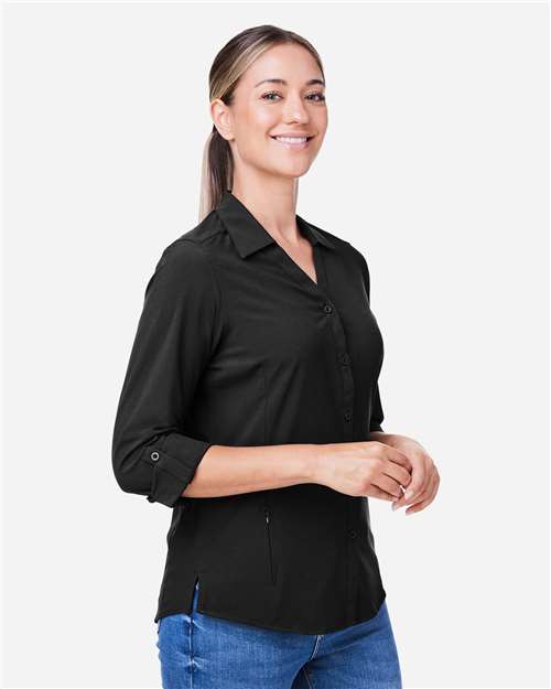 CORE365 CE510LW - Women's Ultra UVP Marina Shirt - Black