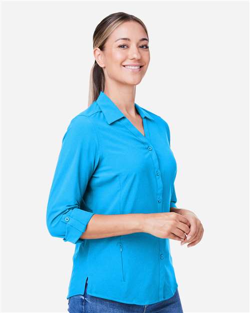 CORE365 CE510LW - Women's Ultra UVP Marina Shirt - Electric Blue