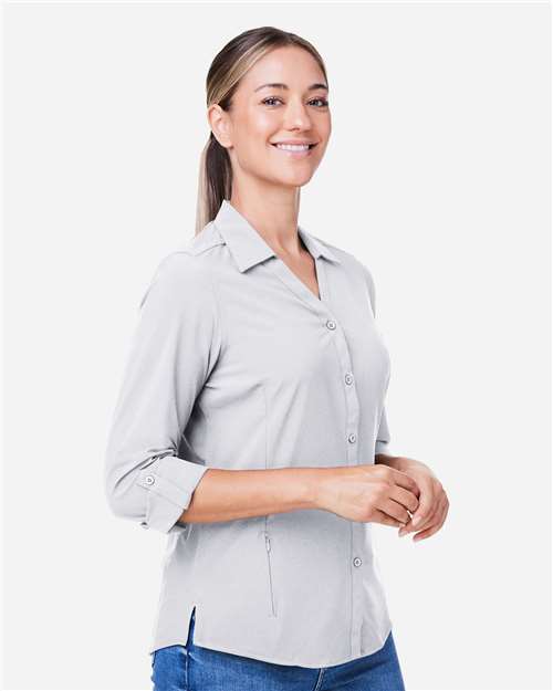 CORE365 CE510LW - Women's Ultra UVP Marina Shirt - Platinum