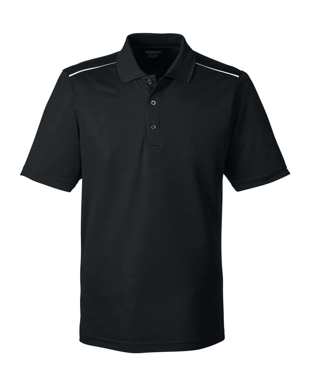 CORE365 88181R — Men's Radiant Performance Piqué Polo with Reflective Piping — Black (flat)