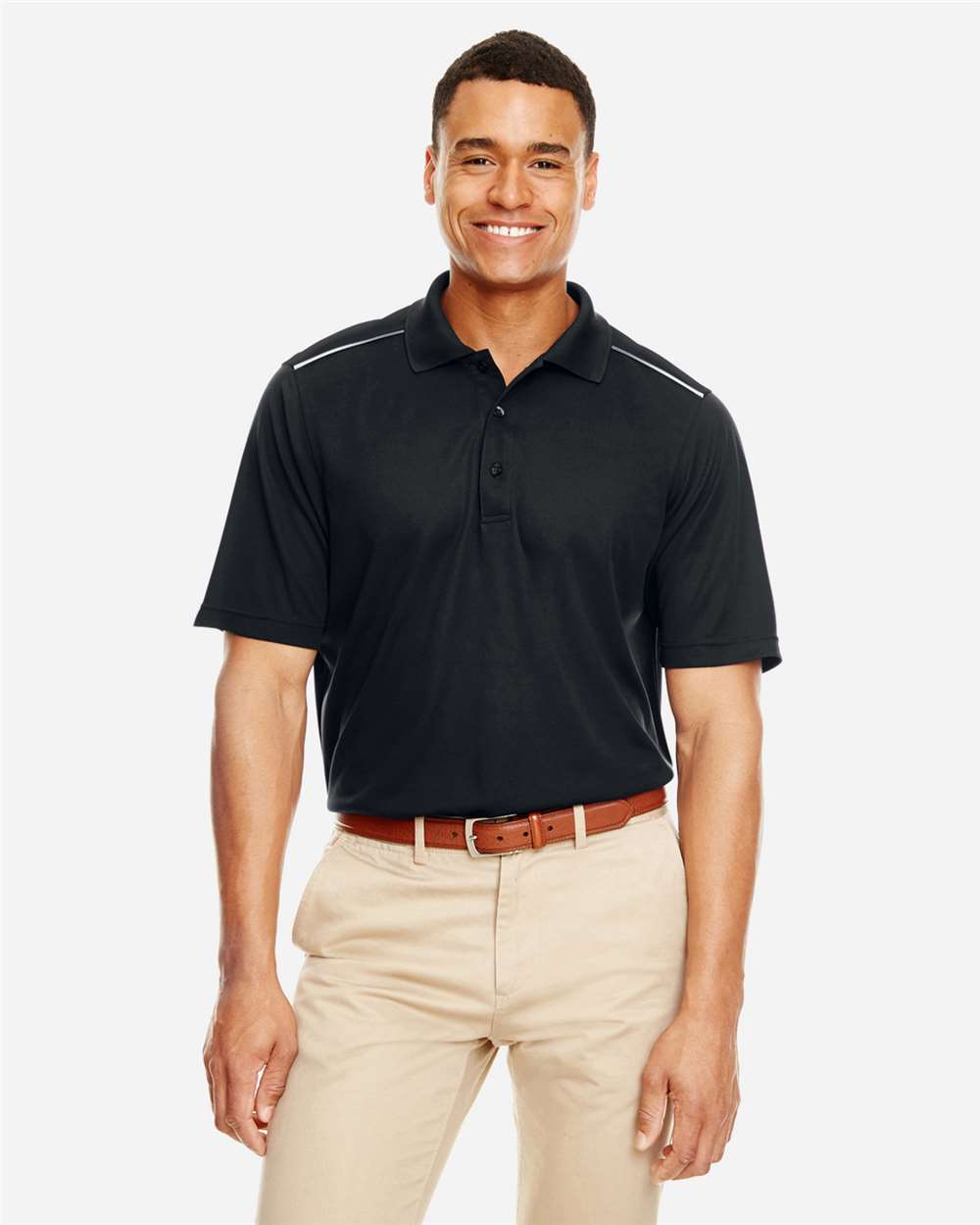 CORE365 88181R — Men's Radiant Performance Piqué Polo with Reflective Piping — Black