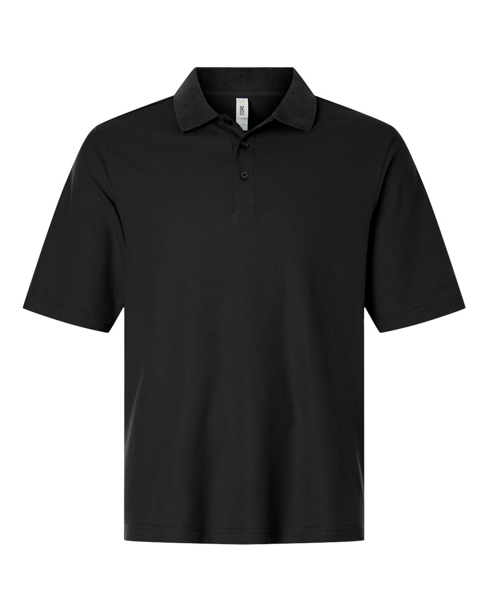 CORE365 CE106T — Men's Tall Resolve CVC Performance Pique Polo — Black (flat)