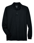 CORE365 88192T — Men's Tall Pinnacle Performance Long Sleeve Piqué Polo — Black (flat)