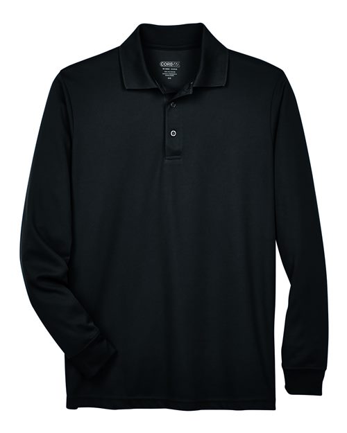 CORE365 88192T — Men's Tall Pinnacle Performance Long Sleeve Piqué Polo - Black
