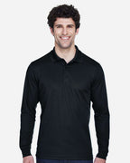 CORE365 88192T — Men's Tall Pinnacle Performance Long Sleeve Piqué Polo — Black