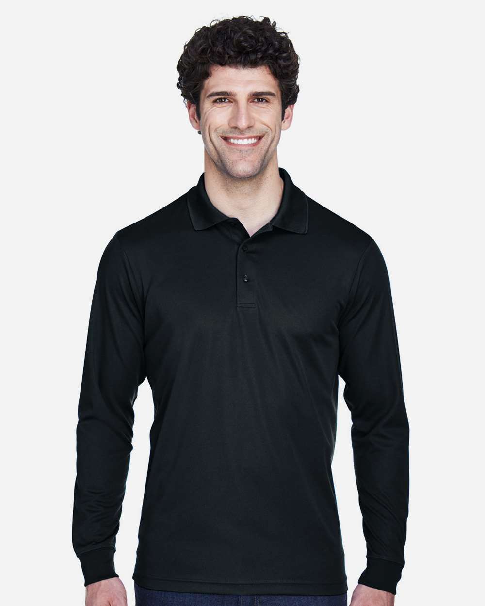CORE365 88192T — Men's Tall Pinnacle Performance Long Sleeve Piqué Polo — Black