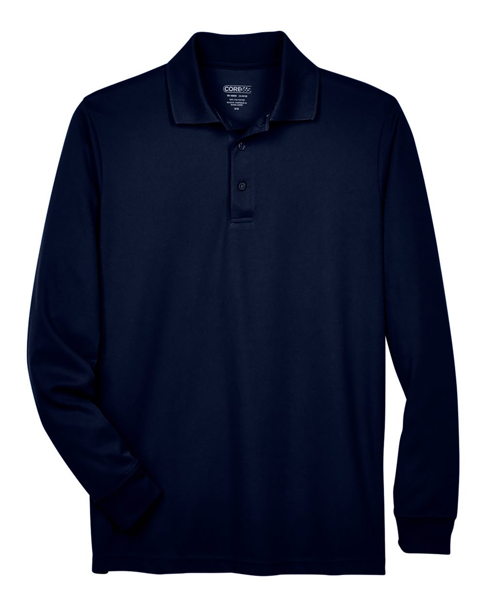 CORE365 88192T — Men's Tall Pinnacle Performance Long Sleeve Piqué Polo — Classic Navy (flat)