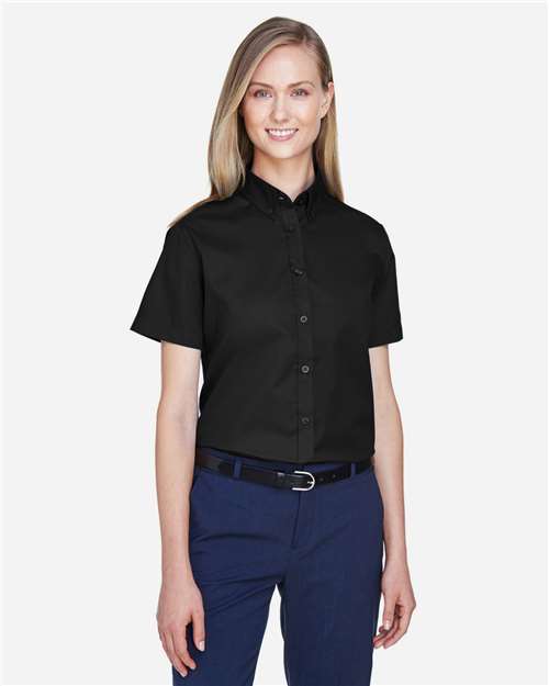 CORE365 78194 - Women's Optimum Short Sleeve Twill Shirt - Black