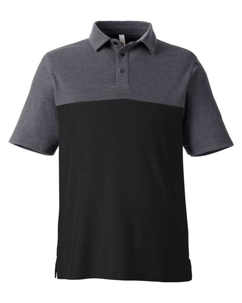 CORE365 CE112C - Men's Fusion ChromaSoftTM Colorblock Polo - Black/ Carbon Heather