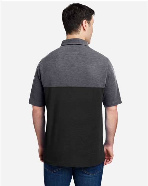 CORE365 CE112C - Men's Fusion ChromaSoftTM Colorblock Polo - Black/ Carbon Heather