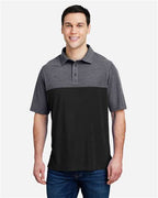 CORE365 CE112C - Men's Fusion ChromaSoftTM Colorblock Polo - Black/ Carbon Heather
