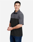 CORE365 CE112C - Men's Fusion ChromaSoftTM Colorblock Polo - Black/ Carbon Heather