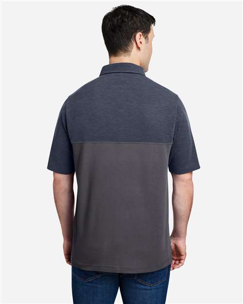 CORE365 CE112C - Men's Fusion ChromaSoftTM Colorblock Polo - Carbon/ Classic Navy Heather