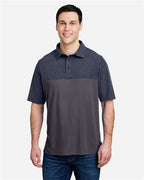 CORE365 CE112C - Men's Fusion ChromaSoftTM Colorblock Polo - Carbon/ Classic Navy Heather