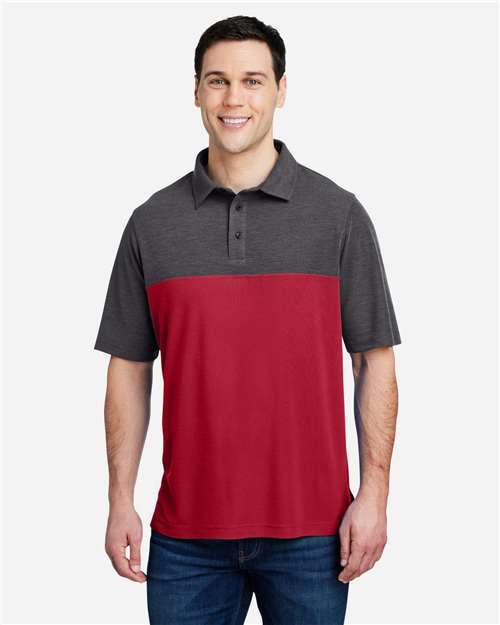 CORE365 CE112C - Men's Fusion ChromaSoftTM Colorblock Polo - Classic Red/ Carbon Heather
