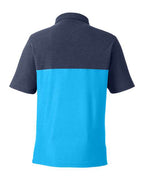 CORE365 CE112C - Men's Fusion ChromaSoftTM Colorblock Polo - Electric Blue/ Classic Navy Heather