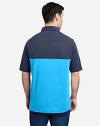 CORE365 CE112C - Men's Fusion ChromaSoftTM Colorblock Polo - Electric Blue/ Classic Navy Heather