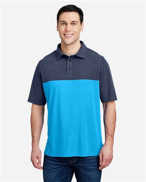 CORE365 CE112C - Men's Fusion ChromaSoftTM Colorblock Polo - Electric Blue/ Classic Navy Heather