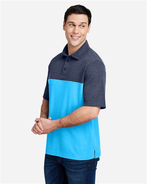 CORE365 CE112C - Men's Fusion ChromaSoftTM Colorblock Polo - Electric Blue/ Classic Navy Heather
