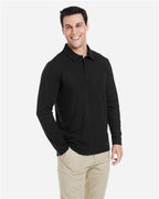 CORE365 CE112L - Men's Fusion ChromaSoftTM Long Sleeve Pique Polo - Black