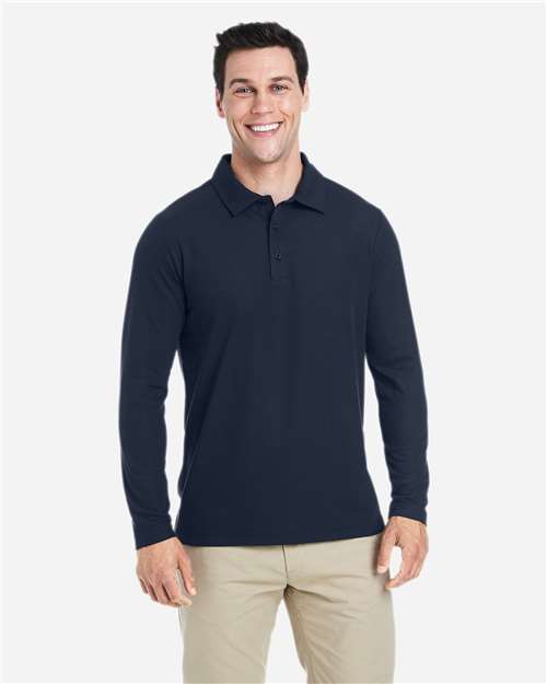CORE365 CE112L - Men's Fusion ChromaSoftTM Long Sleeve Pique Polo - Classic Navy
