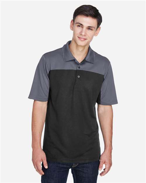 CORE365 CE101 - Men's Balance Colorblock Performance Pique Polo - Black/ Carbon