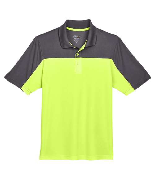CORE365 CE101 - Men's Balance Colorblock Performance Pique Polo - Safety Yellow/ Carbon