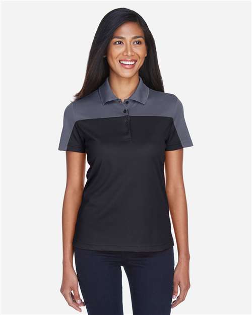 CORE365 CE101W - Women's Balance Colorblock Performance Pique Polo - Black/ Carbon