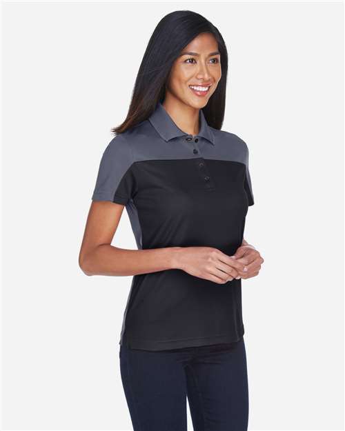 CORE365 CE101W - Women's Balance Colorblock Performance Pique Polo - Black/ Carbon