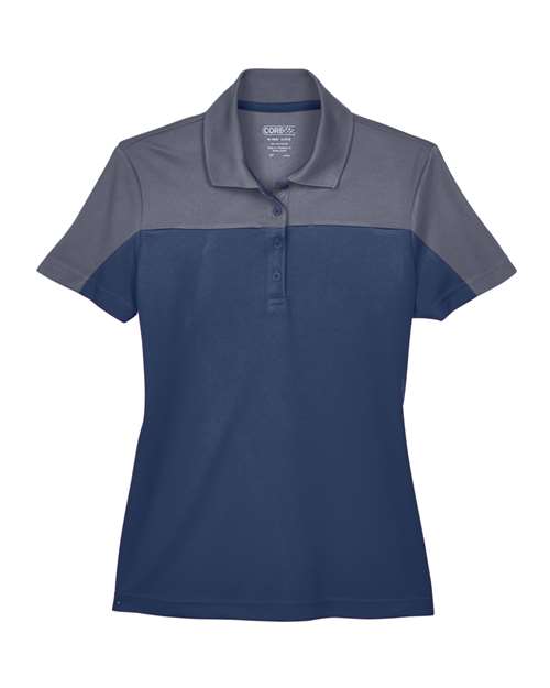 CORE365 CE101W - Women's Balance Colorblock Performance Pique Polo - Classic Navy/ Carbon